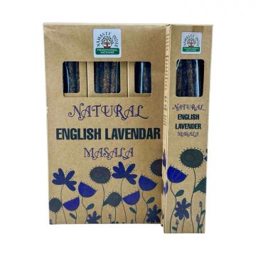 Natural English Lavender Smudge Incense Sticks, Namaste India - 30 Gram (12 Boxes of 8 Sticks)